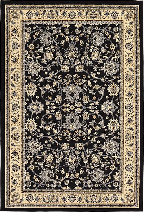 Amazon.com: Unique Loom Kashan Area Rug, 6' x 9', Black: Kitchen & Dining