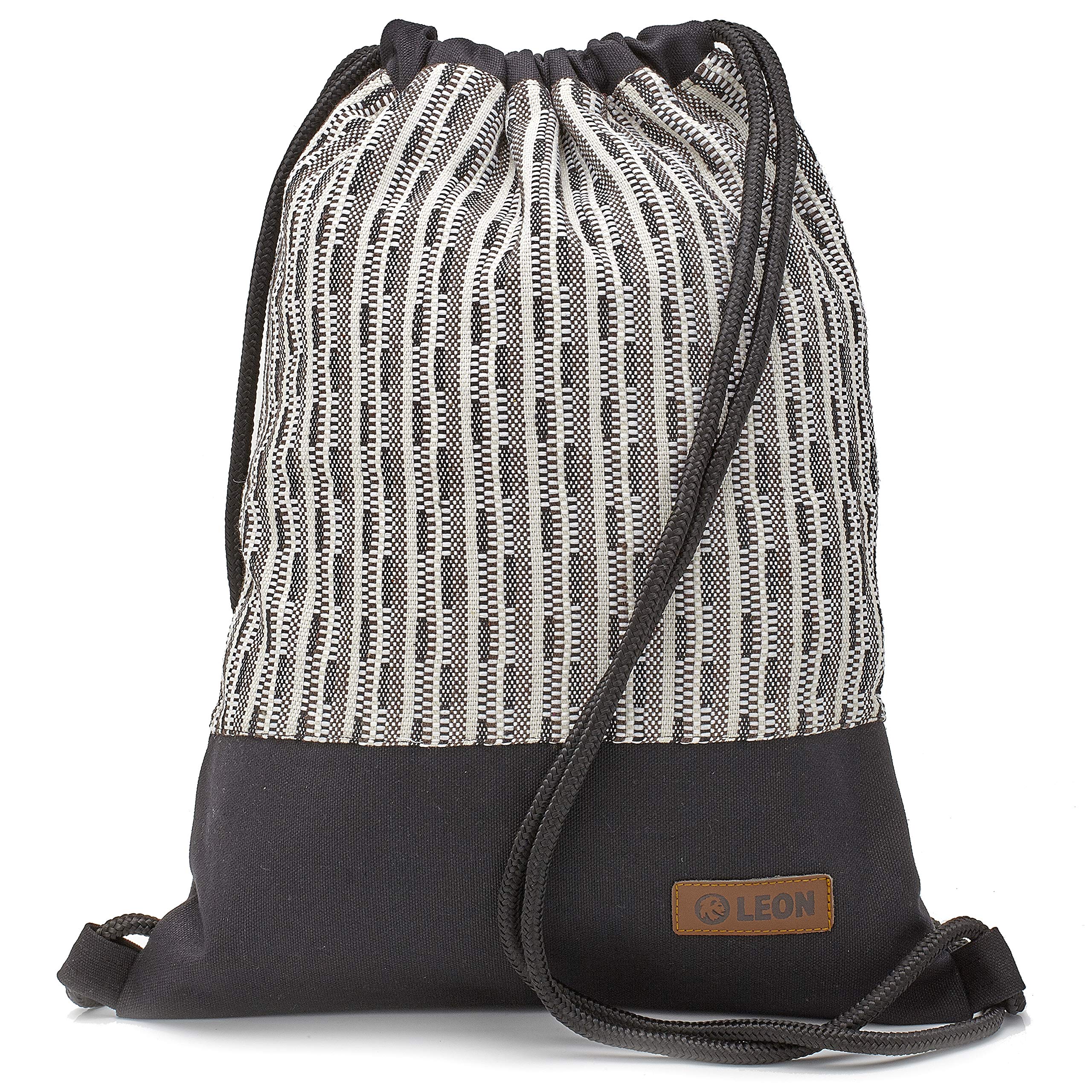 By Bers LEON Gym Bag with Inner Pockets Zip Backpack Pouch Bag Women Men Gym Bag Draw String, Matrix SW, standard size, Gym bag, backpack, gym bag, bag