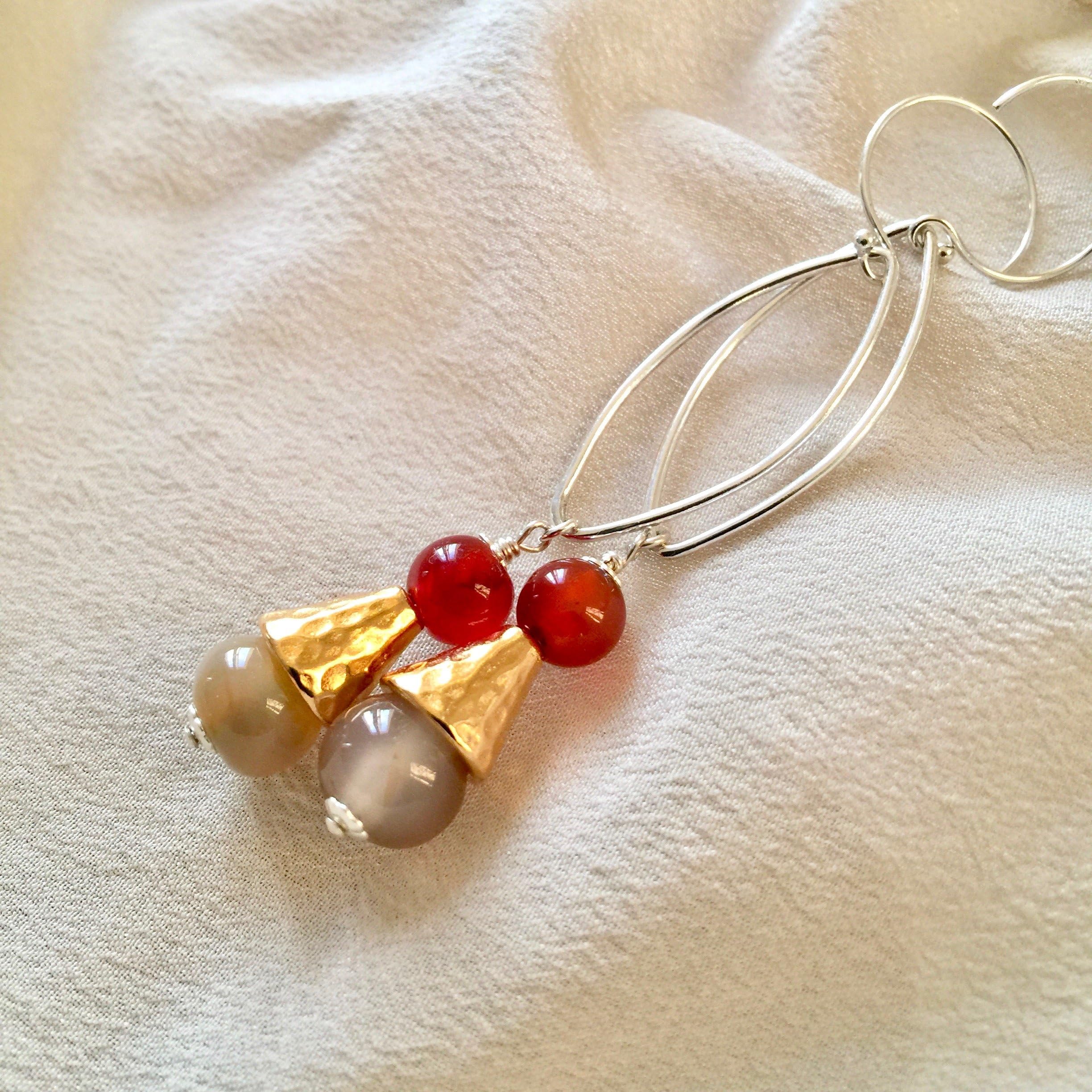 Carnelian sterling silver and gold drop earrings // ANIKA