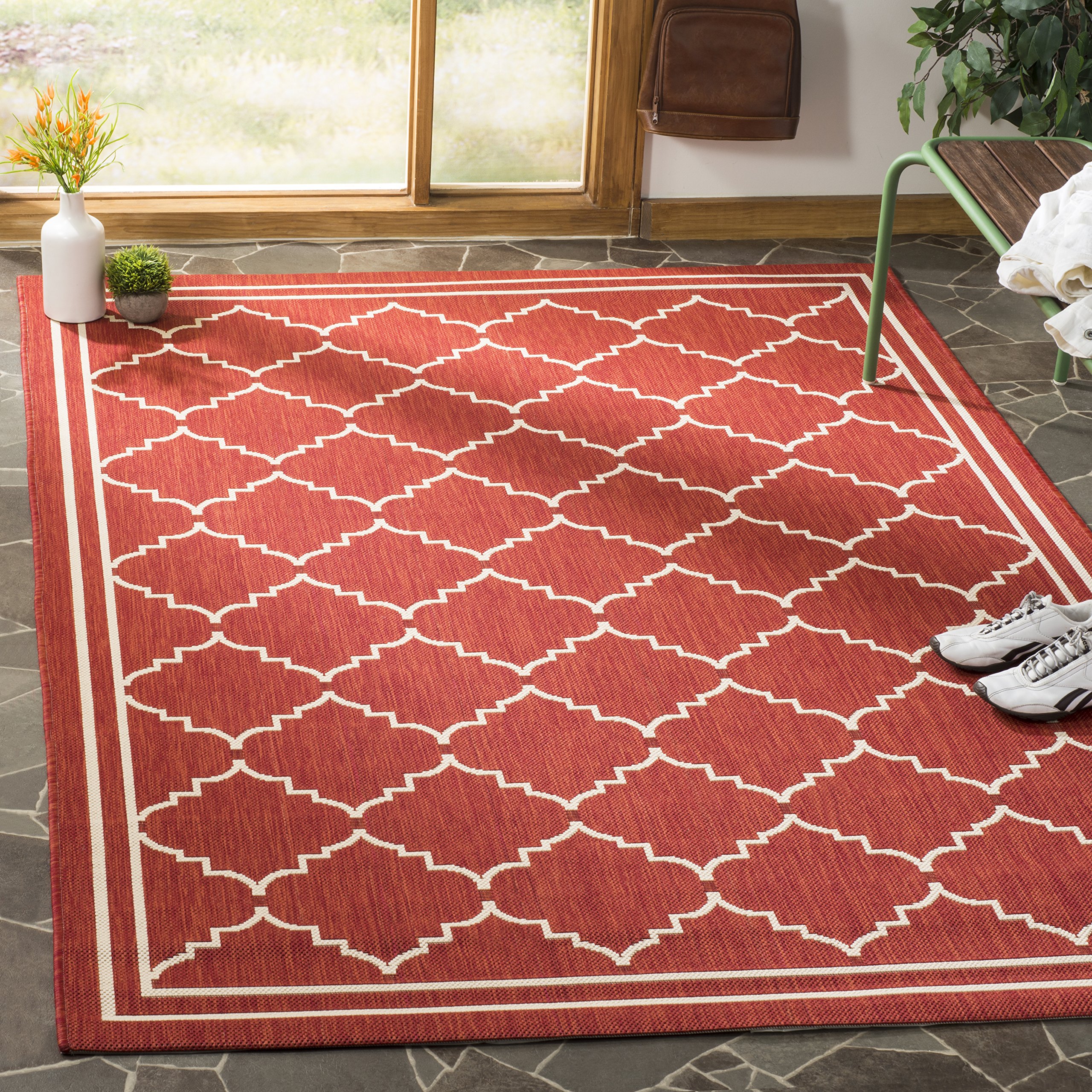 Safavieh Trellis Indoor/Outdoor Woven Rectangle Area Rug, Courtyard Collection, CY6889, in Red / Beige, 79 X 152 cm for Garden, Patio or Any Outdoor Space — image 1