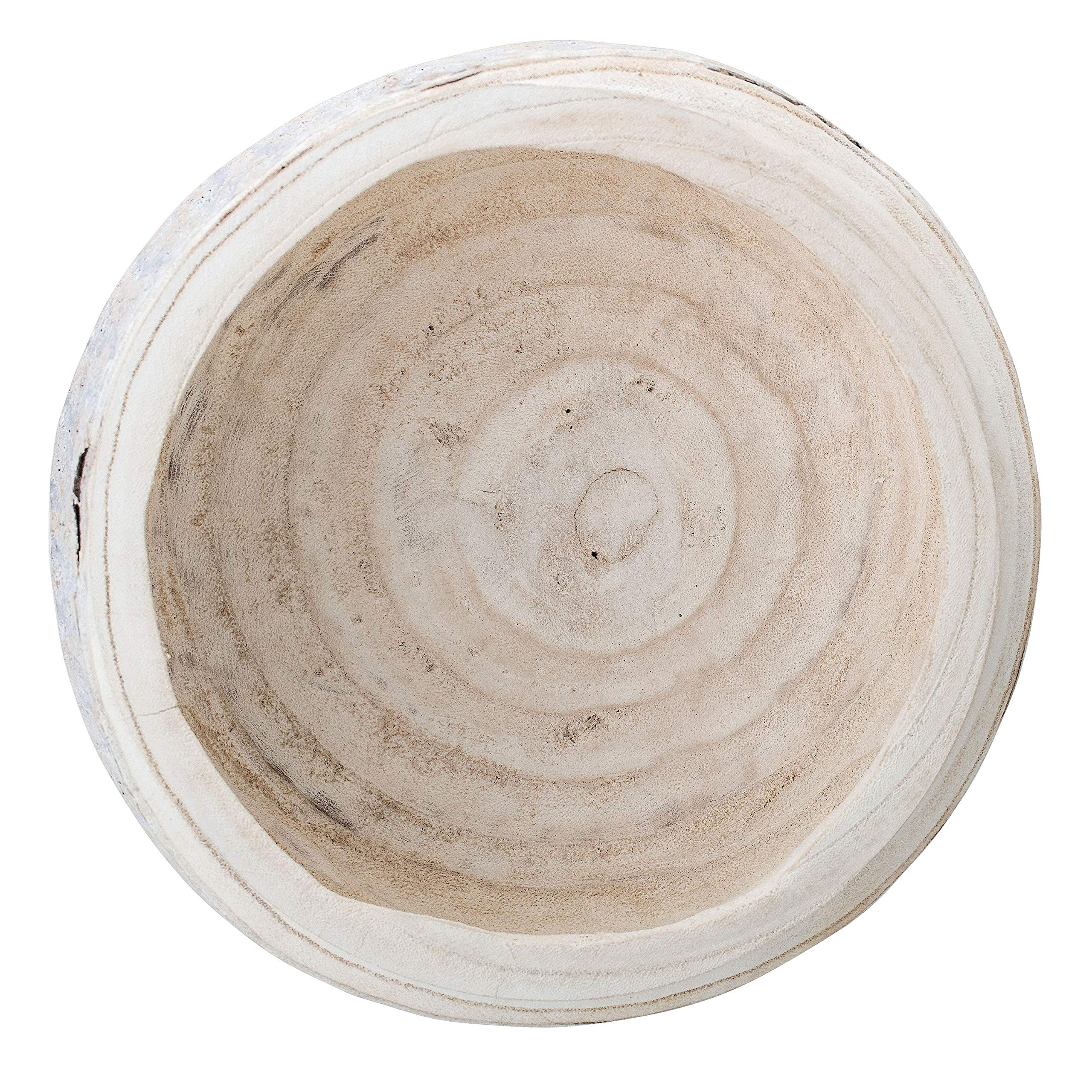 Bloomingville Decorative Hand-Carved Paulownia Wood Bowl, Whitewashed, 10.5 in Diameter, 4.25 in Tall - Image 4