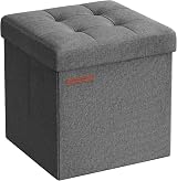 SONGMICS Storage Ottoman Bench Footrest 30x30x30 cm Dark Grey LSF028G20 view 1