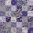 Official Licensed James Madison University Cheater Quilt Printed Cotton Fabric-JMU Dukes Cotton Fabric with Patchwork Cheater Quilt Print-60” Width