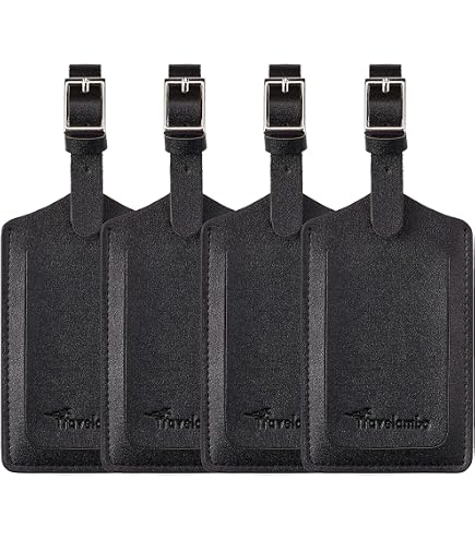 Set di 4 etichette per bagagli in pelle da stampare Set di 4 etichette per bagagli in pelle da stampare
