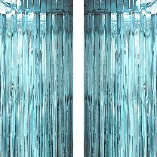 Amazon Com Blue Frozen Party Tinsel Foil Fringe Curtains