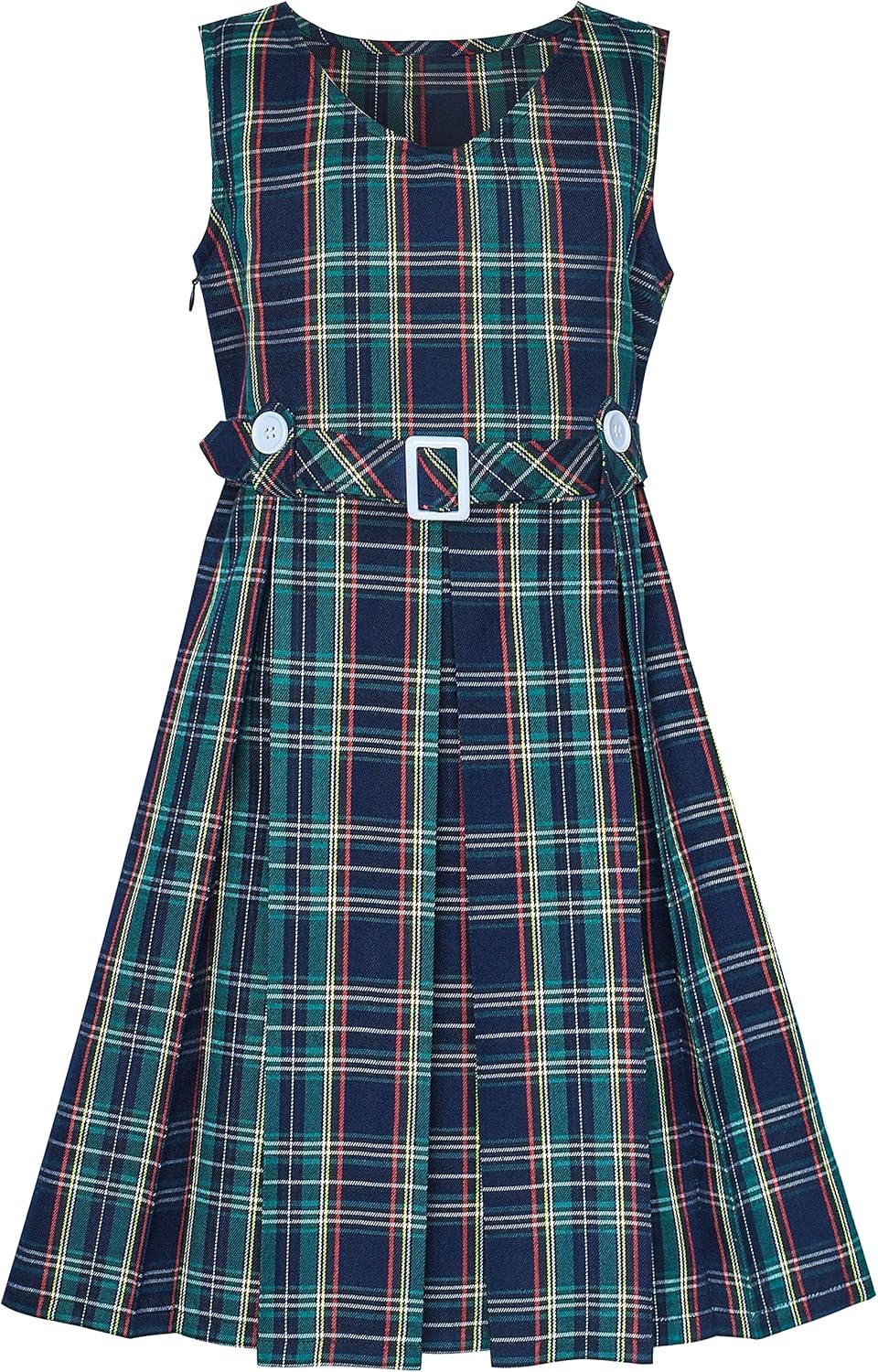 Sunny Fashion Girls Dress Khaki Button Back School Pleated Hem Size 6-14: Clothing
