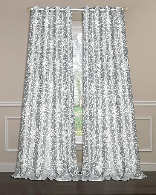 Amazon Com Laura Ashley Florence 84 L Panel Pair Gray Home