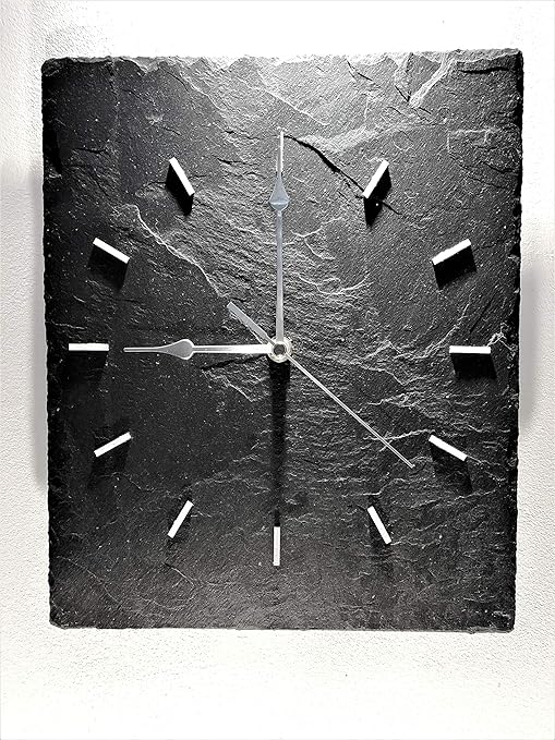 Wall clock. Black Grey New Slate Quartz Nonticking Sweeping hands