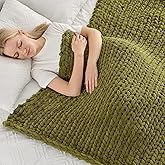 Maetoow Tighter Version Chenille Chunky Knit Blanket Throw 40×50 Inch, Handmade Warm & Cozy Blanket Couch, Bed, Home Decor, Soft Fleece Banket, Boho Thick Blankets and Giant Yarn Throws，Olive Green
