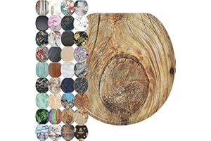 Sanilo Soft Close Toilet Seat ROUND, Quiet and Slow Close Lid and Seat, Strong Bumpers and Hinges, Rustic