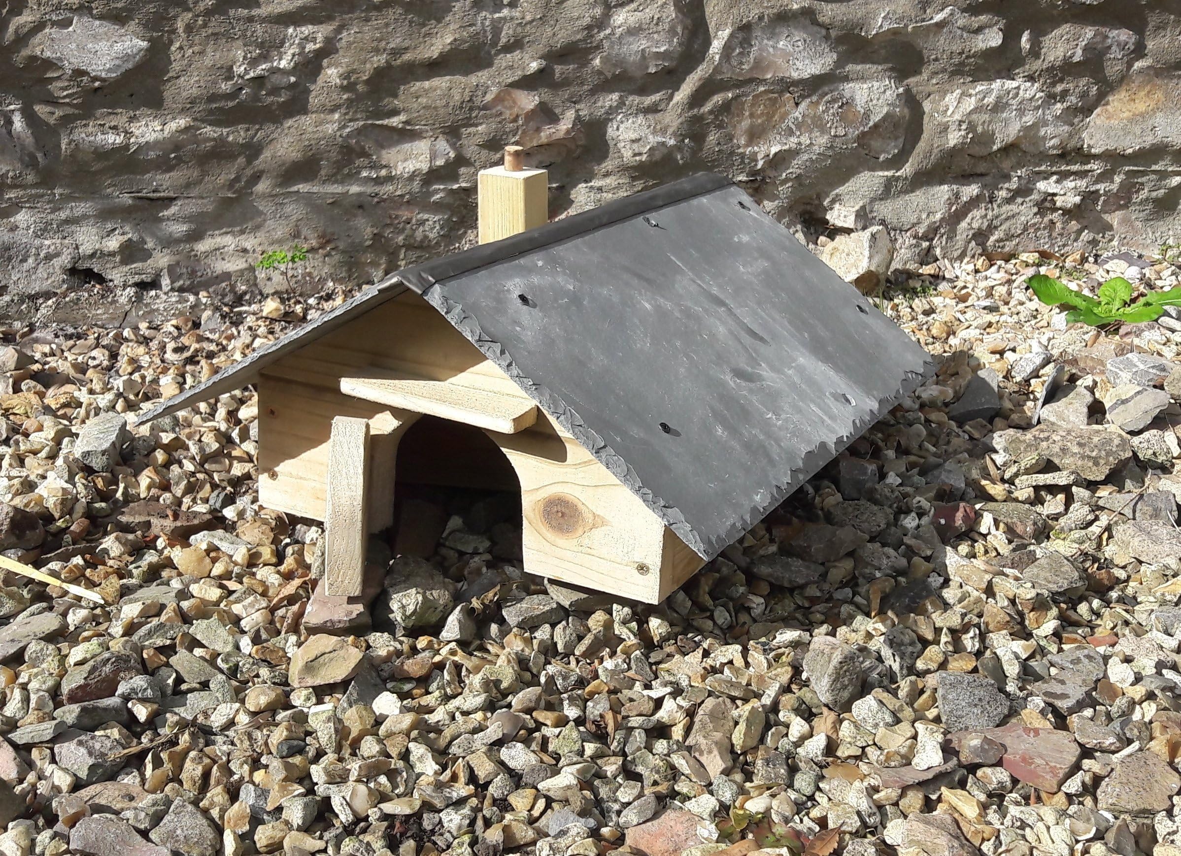 Hedgehog House with natural slate roof with nesting compartment - FREE LOCAL DELIVERY