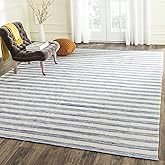 SAFAVIEH Dhurries Collection 3' x 5' Blue/Ivory DHU575B Handmade Flatweave Premium Wool Area Rug