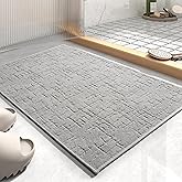 AMOAMI-Bath Mat-Absorbent Quick Dry Bathroom Floor Mats-Washable Rubber Backing Bath Mats for Bathroom Rugs Fit Under Door-Bath Rug for in Front of Sink Bathtub Shower Room, Grey 17''x24''