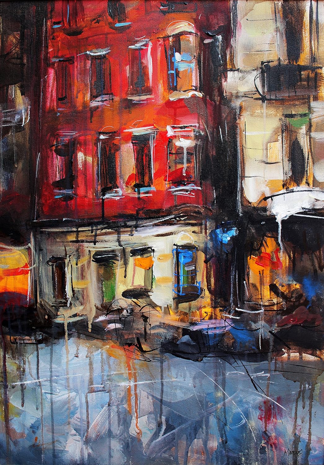 Amazon.com: Cityscape wall art, Giclee Fine art Print, Modern Colorful