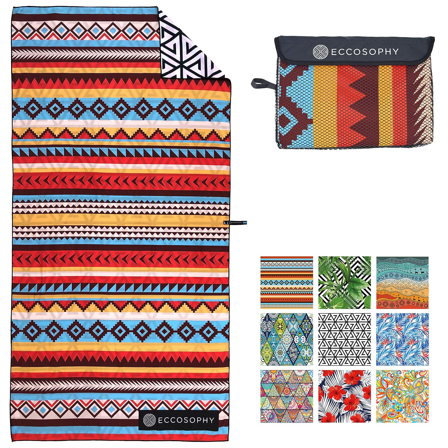 ECCOSOPHY Microfiber Beach Towel Quick Dry Pool Towels 71x37 inches