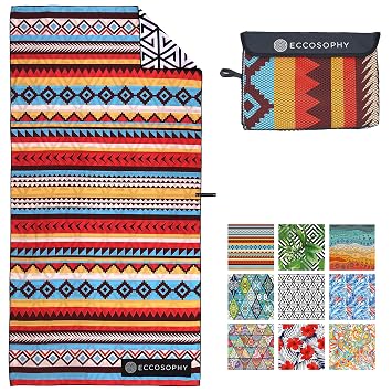 Eccosophy Microfiber Beach Towel Quick Dry Pool Towels 71x37 Inches Oversized Travel Towel Lightweight Compact Beach Accessories For Women Large