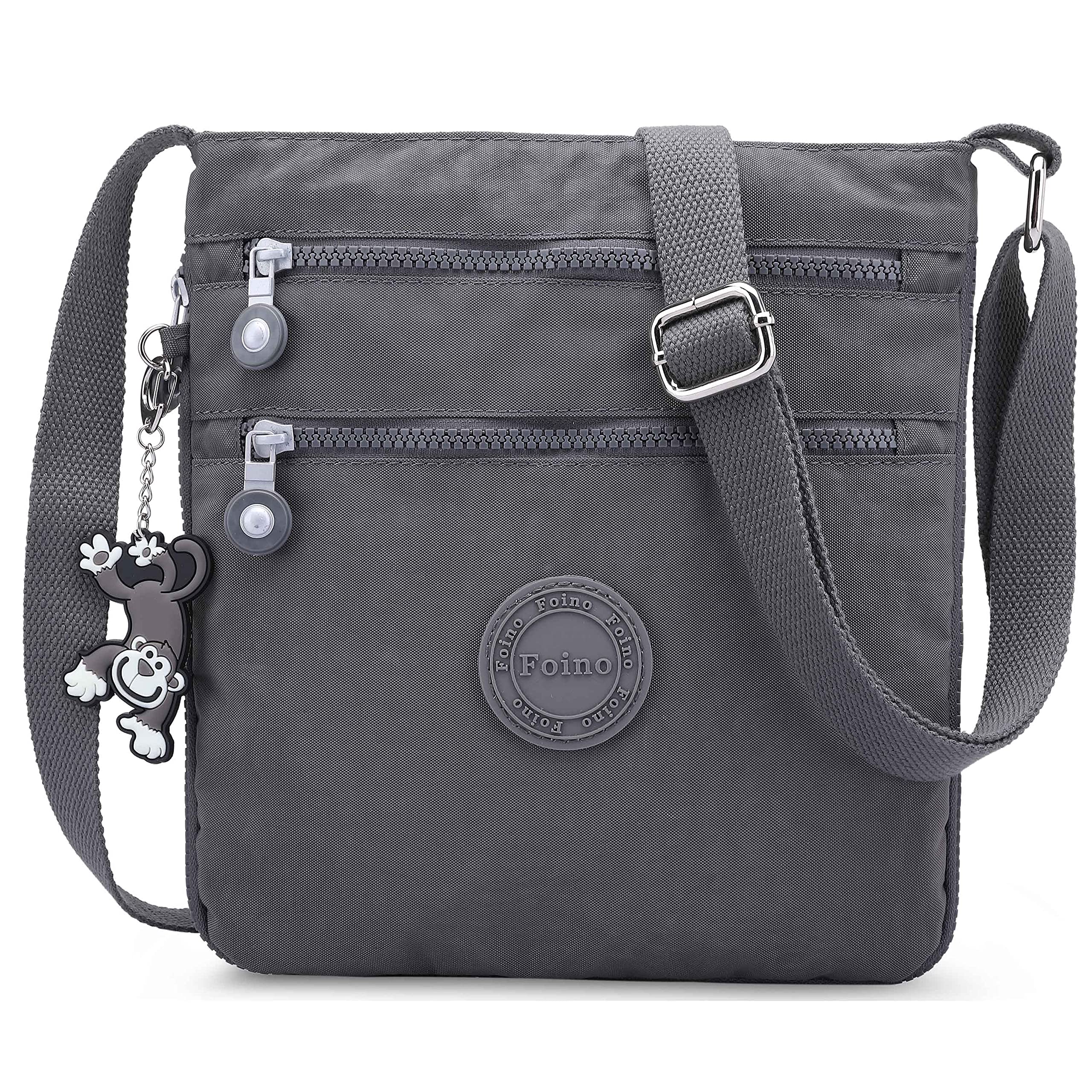 Foino Women Shoulder Bag Travel Cross Body Bag Casual Messenger Bag for Sport Fashion Satchel Girls Crossbody Side Pack (Grey One)
