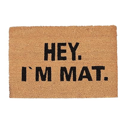 Relaxdays Fußmatte I'm MAT, aus Kokosfasern, Rutschfeste Türmatte, innen und draußen, BxT: 60 x 40 cm, Natur/schwarz