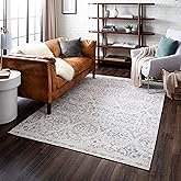 Mohawk Home Hancock Light Grey 5' 3" x 8' Floral Damask Area Rug Perfect for Living Room, Dining Room, Office