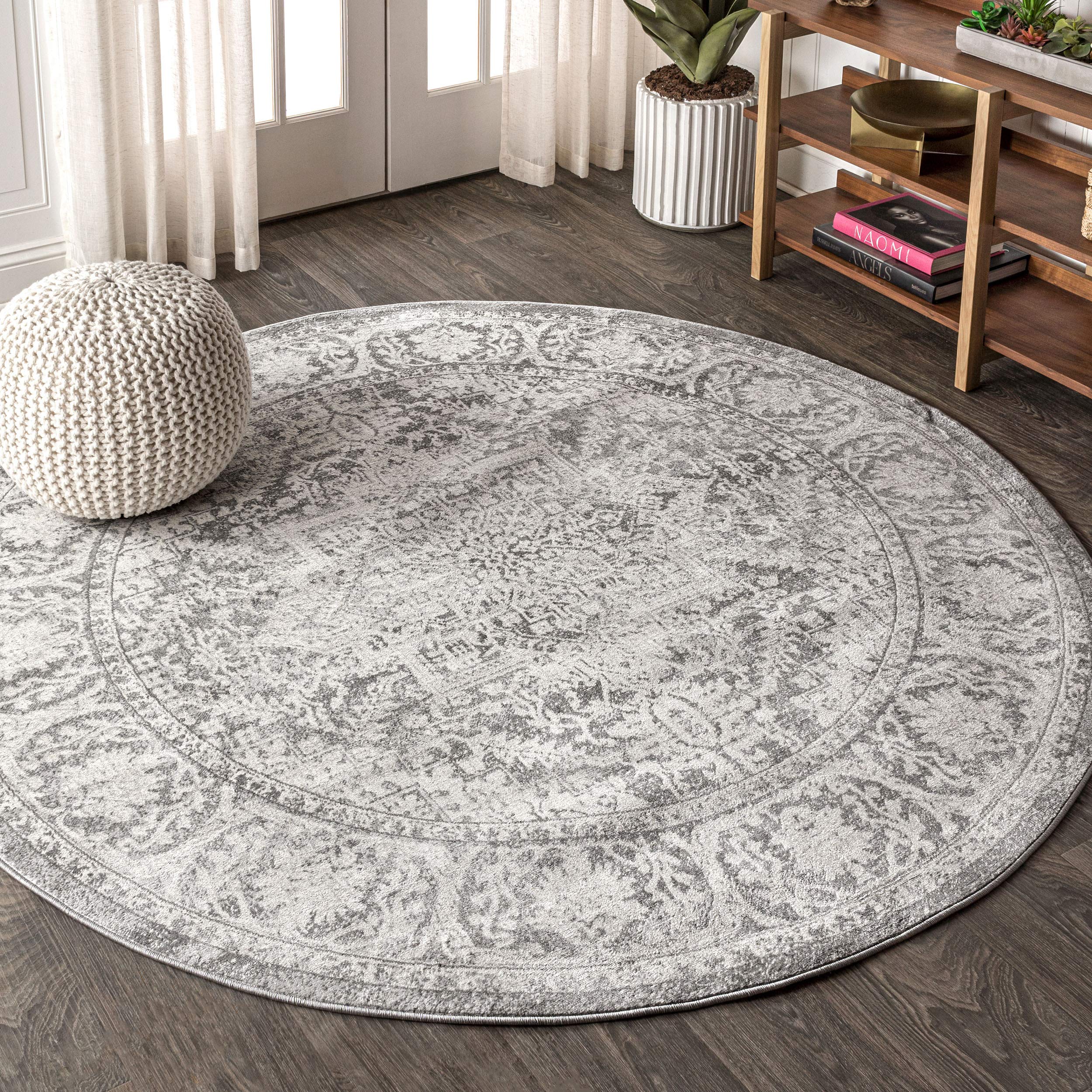 JONATHAN Y Modern Vintage Medallion Light Gray 9' Round Indoor Area Rug, Country, Floral, Easy-Cleaning for Living Room, Bedroom, Kitchen, Pet Friendly, Non-Shedding (MDP100A-9R) Image JONATHAN Y Modern Vintage Medallion Light Gray 9' Round Indoor Area Rug, Country, Floral, Easy-Cleaning for Living Room, Bedroom, Kitchen, Pet Friendly, Non-Shedding (MDP100A-9R) Image