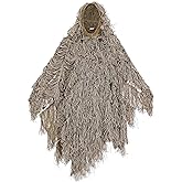 AUSCAMOTEK Ghillie Suit Poncho for Hunting Bird Watch Gilly Camouflage Cloak Green and Desert