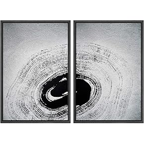 SIGNWIN 2 Piece Framed Canvas Wall Art Black...