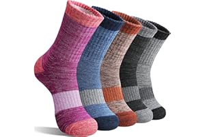 SAVALOS Merino Wool Hiking Socks for Women Thermal Warm Winter Cozy Work Crew Gifts Socks 5 Pairs