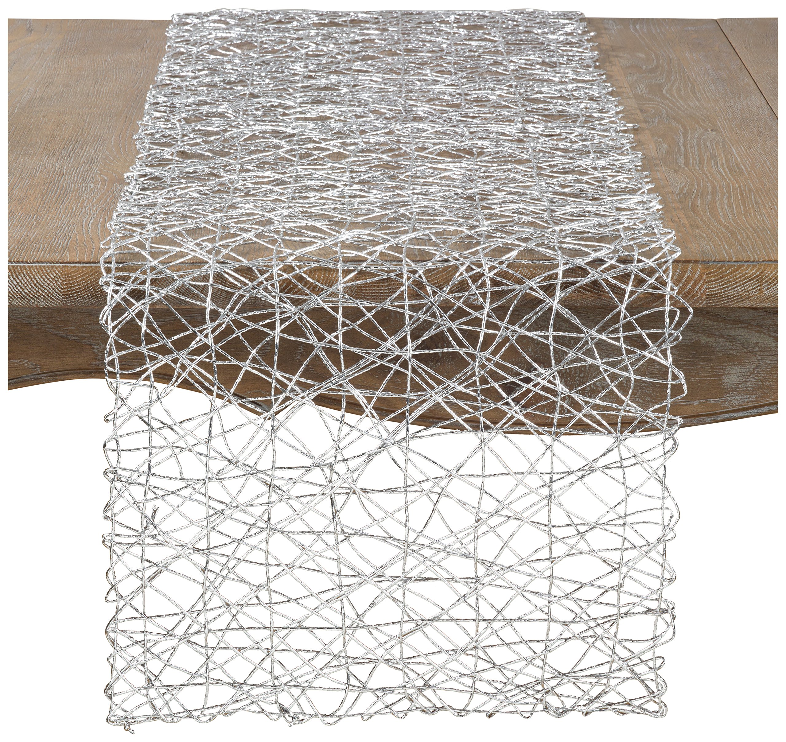 SARO LIFESTYLE 616.S1672B Contempo Nest Table Runner, Paper, Silver
