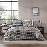 Eddie Bauer- Twin Comforter Set, Reversible Microsuede Bedding with Matching Sham(s), Casual Luxurious Bedding Set (Rugged Plaid Brown, Twin)