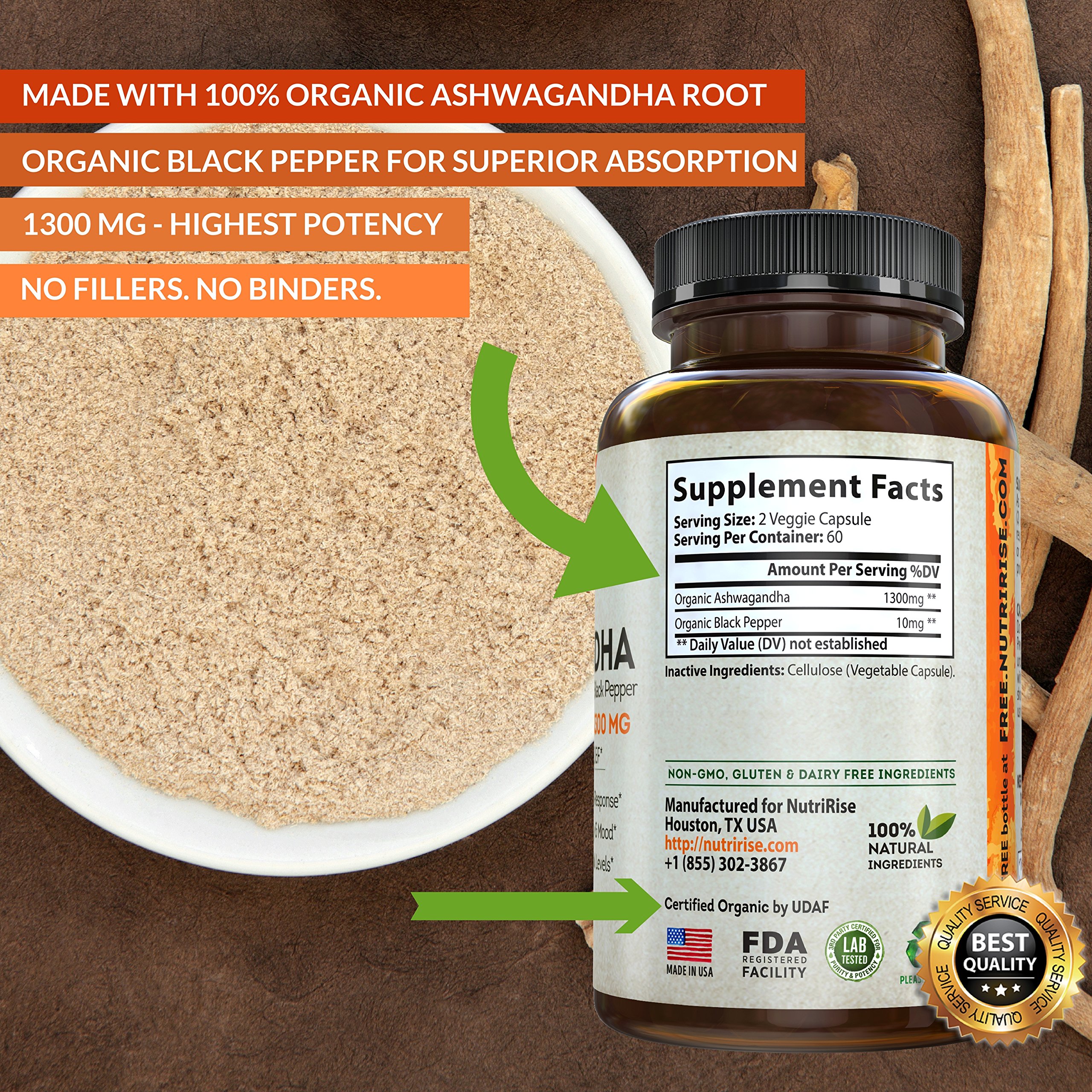 Organic Veda Ashwagandha Root Powder, 16oz - 100% Pure & Natural Ash