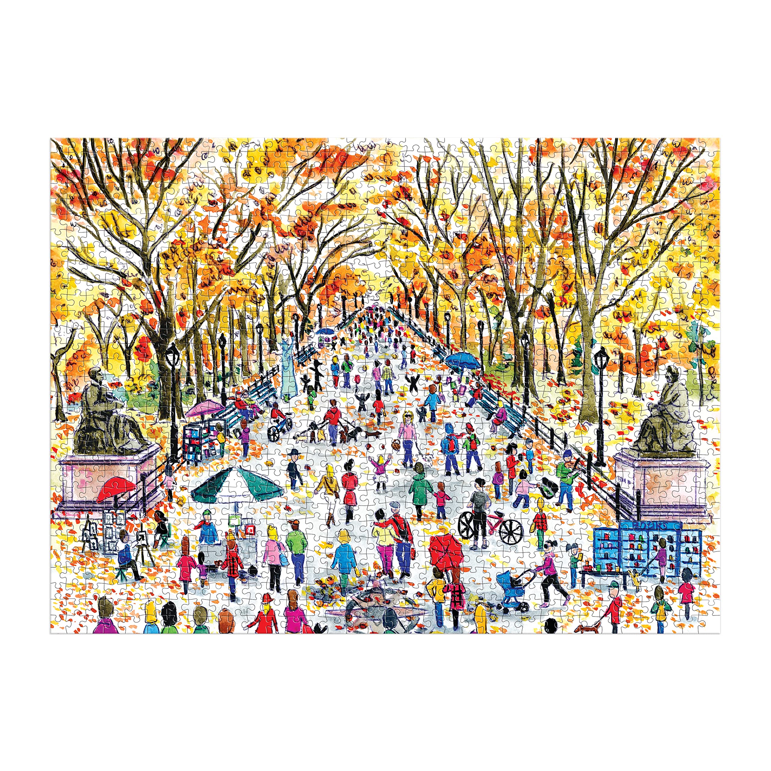 Galison Michael Storrings Fall in Central Park – 1000 Piece Puzzle Fun and Challenging Activity with Bright and Bold Artwork of Central Park During Autumn for Adults and Families