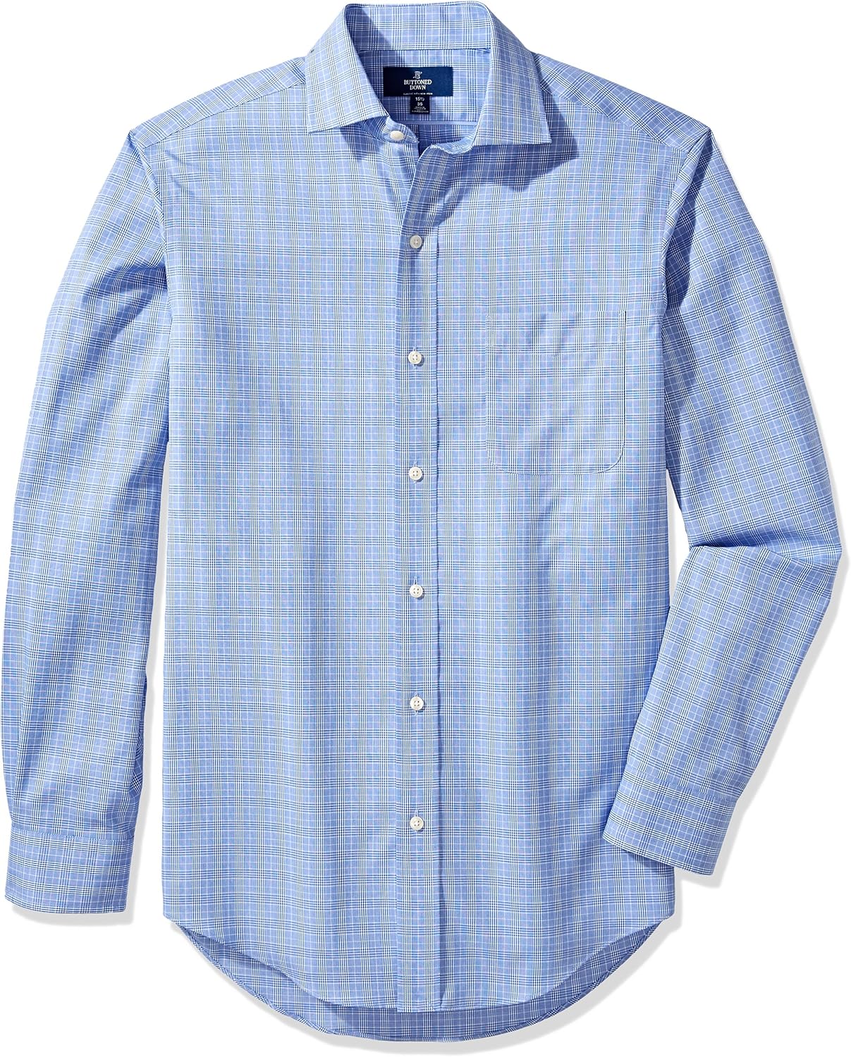 Brand - BUTTONED DOWN Men's Classic Fit Plaid Dress Shirt, Supima Cotton Non-Iron: Clothing