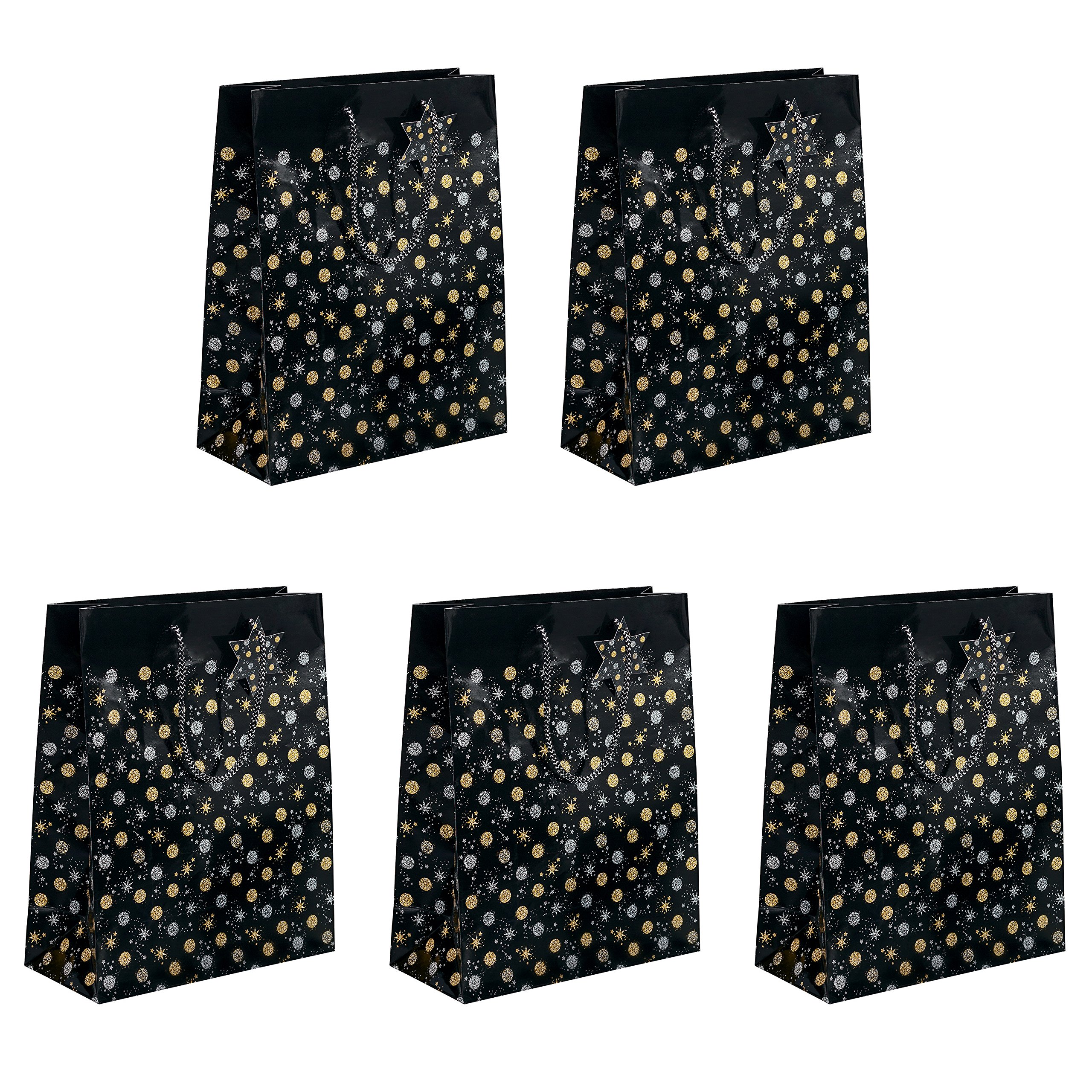 Sigel Stardust Bag, Black Stars Theme, 17 x 23 x 9 cm, 5 Pieces