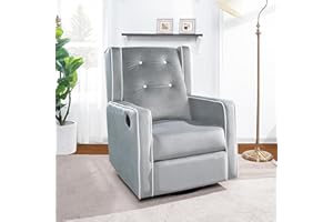 NAOMI HOME Bond with Your Baby Relax in Style with Odelia 360 Swivel Glider Rocker Recliner Nursery Breastfeeding Maternity Chair Plush Cushioning Soothing Rocking Motion Microfiber Fabric - Light Gray