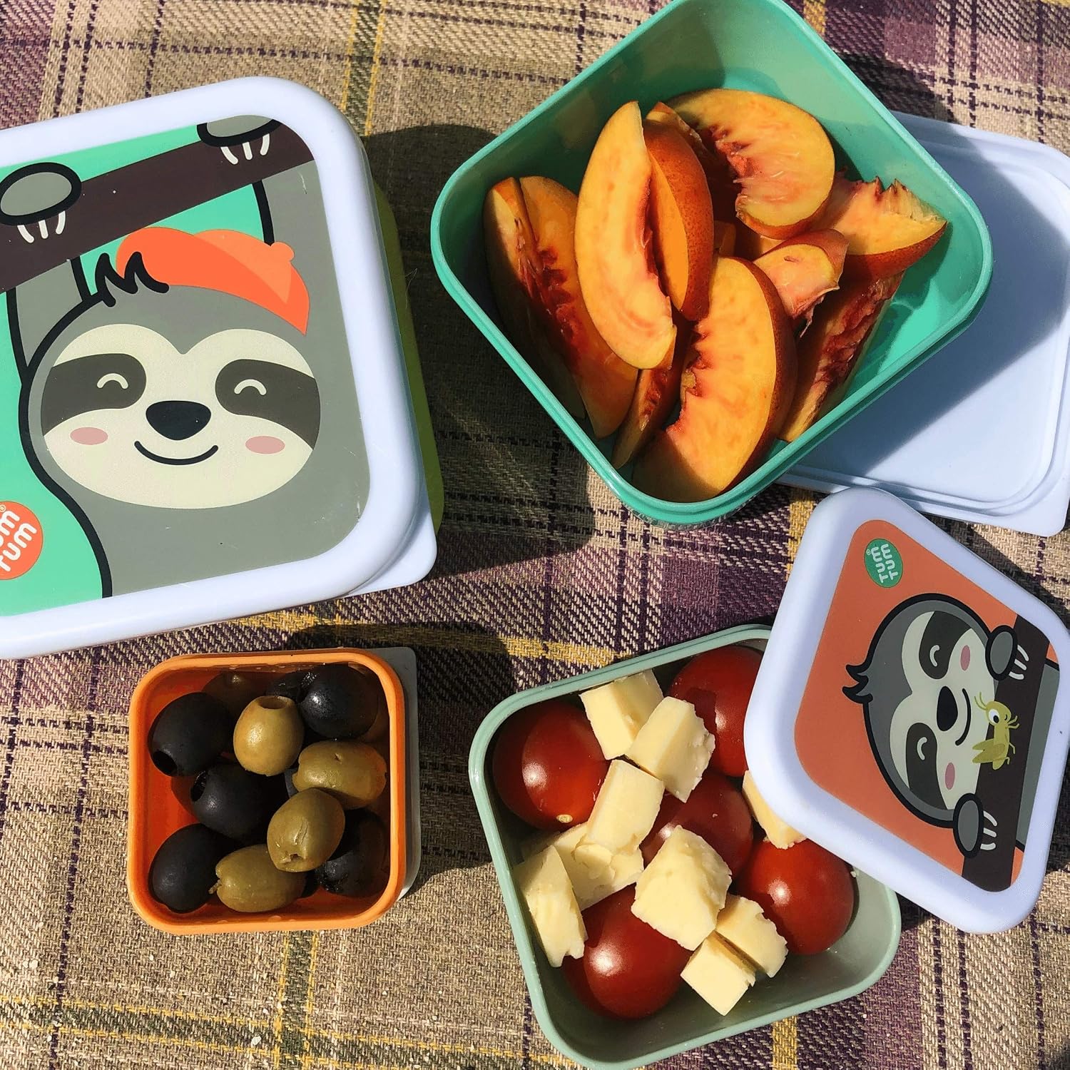 TUM TUM Nesting Snack Pots for Kids Kids Snack Box Set, BPA Free - Stanley Sloth, 4 Count (Pack of 1) - Image 5