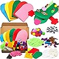 WATINC 6Pcs Hand Puppet Making Kit for Kids Art Craft Felt Sock Puppet Creative DIY Make Your Own Puppets Pompoms Wiggle Goog