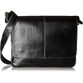 Piel Leather Deluxe Small Messenger Blk Bag, Black