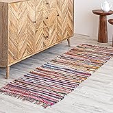 HOMEMONDE Chindi Runner Rug with Tassels 2'x6' Multicolor Recycled Cotton Hand Woven Reversible Boho Rugs for Kitchen, Bedroom, Living Room, Entryway