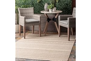 nuLOOM 4' x 6' Outdoor Performance Area Rug, OEKO-TEX Certified, Weather Resistant, High Traffic, Patio, Balcony, Outside, Erlinda Beige