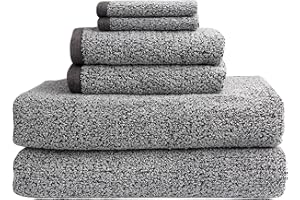 Everplush Diamond Jacquard 6 Pieces Extra Large Bath Sheet Set, Grey (Super Absorbent, Soft, and Quick Dry)