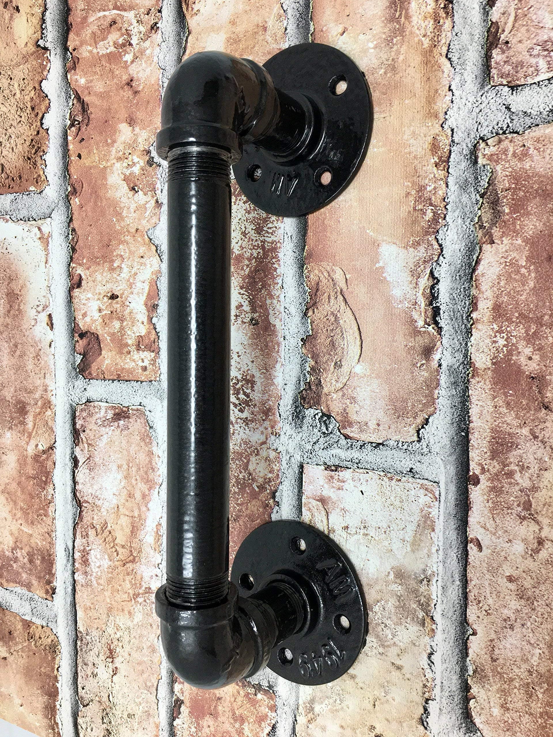 Vintage industrial door handle made from galvanised black iron *** up to 50% off our complete range ***