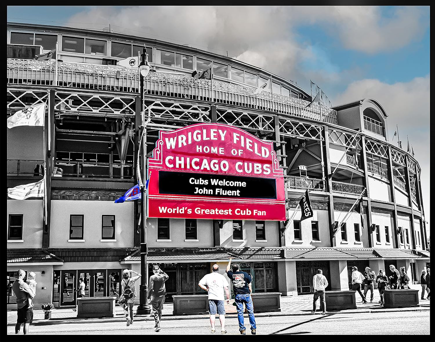 Photographs - Wrigley Field Marquee, Cub Fans, Your Name on the Marquee, Custom Personalized Photo., Cub Fans.