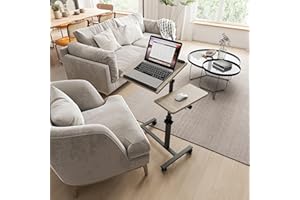 Furist Adjustable Bedside Laptop Desk with Mouse Pad on Wheels, Adjustable Overbed Table,Rolling Computer Stand,Hospital and Home Use