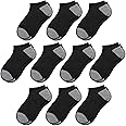 Comfoex 10 Pairs Boys Socks 4-6 6-8 8-10 Years Old Low Cut Ankle Athletic Socks For Kids Short Half Cushioned Socks
