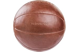 Retrospec Core Weighted Medicine Ball 4, 6, 8, 10, 12, 14, 16, 20 lbs, Soft Touch Vegan Leather with Sturdy Grip for Strength Training, Recovery, Balance Exercises and Other Full-Body Workouts