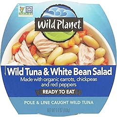 Wild Planet Ready-To-Eat Wild Tuna White Bean Salad With Organic Chickpeas, Carrots, Red Peppers & Green Olives 5.6oz, Pack O