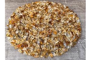 GAF TREASURES 2 oz Lot Natural Citrine Semi Tumbled Gemstone Chips, Crushed Mini Crystals, Undrilled Crystal Chips (Citrine-Dark)