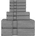 Utopia Towels Grey Towel Set, 2 Bath Towels, 2 Hand Towels, and 4 Washcloths, 600 GSM Ring Spun Cotton Highly Absorbent Towel