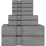Utopia Towels Grey Towel Set, 2 Bath Towels, 2 Hand Towels, and 4 Washcloths, 600 GSM Ring Spun Cotton Highly Absorbent Towel