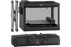 Noah & Paw Collapsible Dog Crate 42 Inch, XXL Dog Crate for XXL, XL, Large Breeds, Travel Kennel for Car, Includes Pet Mat for Pet Cage, 2 Storage Pockets, Handbag, 10mm Locking Zippers 42 * 31 * 31